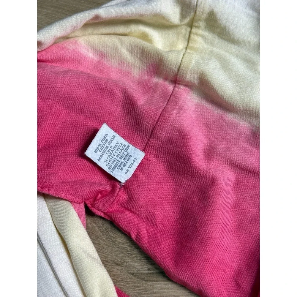 EUC Womens Pure Jill‎ circle ombre scarf pink yellow 100% pima cotton coastal